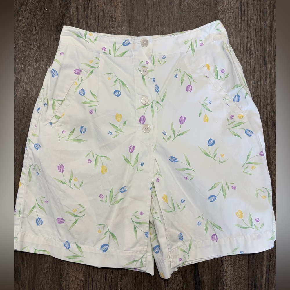 Liz Claiborne White Floral High Waist Shorts